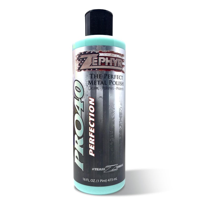 Zephyr Pro-40 The Perfect Metal Polish. for Chrome, Stainless Steel, Aluminum, Brass, Copper, Silver and Magnesium. Made in U.S.A. (16oz) - Image 1